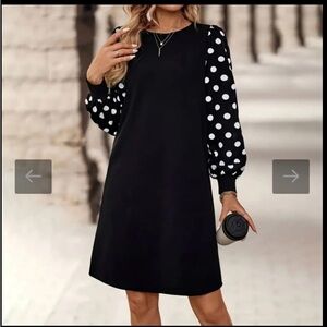 Black A-line Dress with Bishop Sleeves